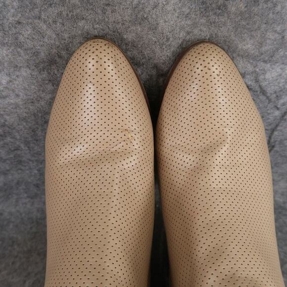 Espirit Shoes Womens 9 Booties Fashion Block Heel Perforated Double Zip Tara Tan - Picture 9 of 15